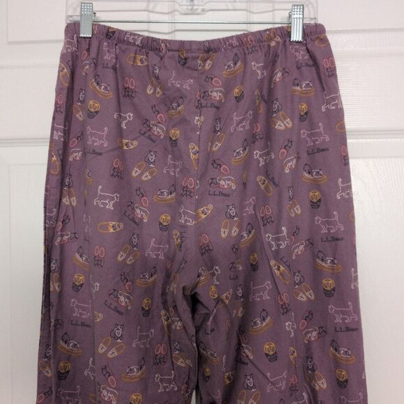 LL Bean Cat Lover Flannel Pajama Pants Womens Size Medium Purple Drawstring - Picture 8 of 8